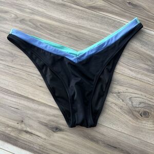 PINK‎ Victoria's Secret Women's V-Front Itsy Bikini Bottom Blk Blue Size XXL NWT